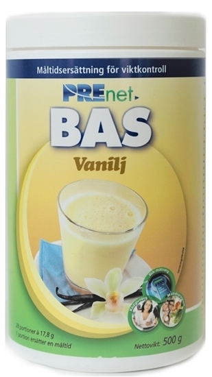 Prenet BAS Vanilj, högkvalitativ måltidsersättning för effektiv viktkontroll.