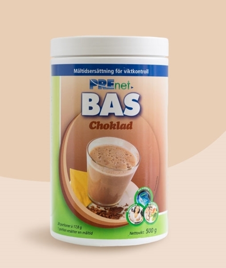 Prenet BAS Choklad, högkvalitativ måltidsersättning för effektiv viktkontroll.	